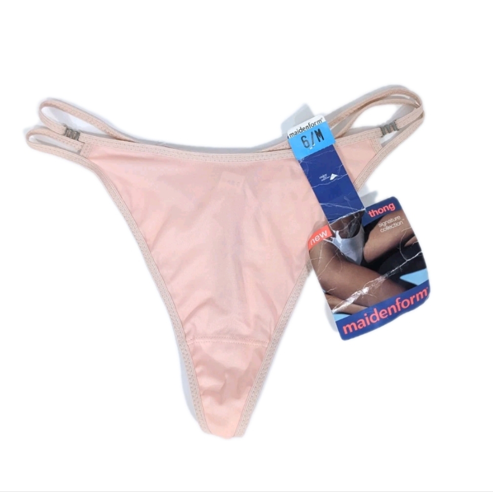Maidenform Vintage Nylon Thong Medium Women Panty NEW double string 40321 Y2K